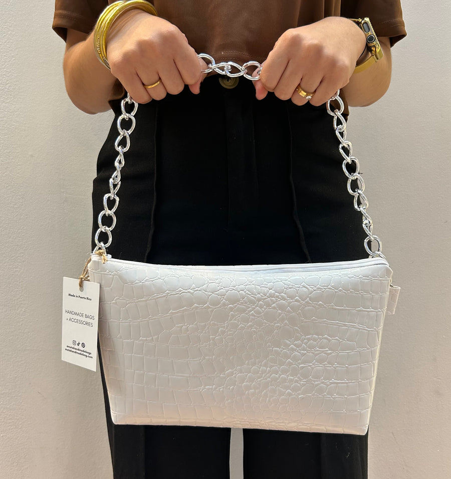 Handmade bag, Sparkle White.