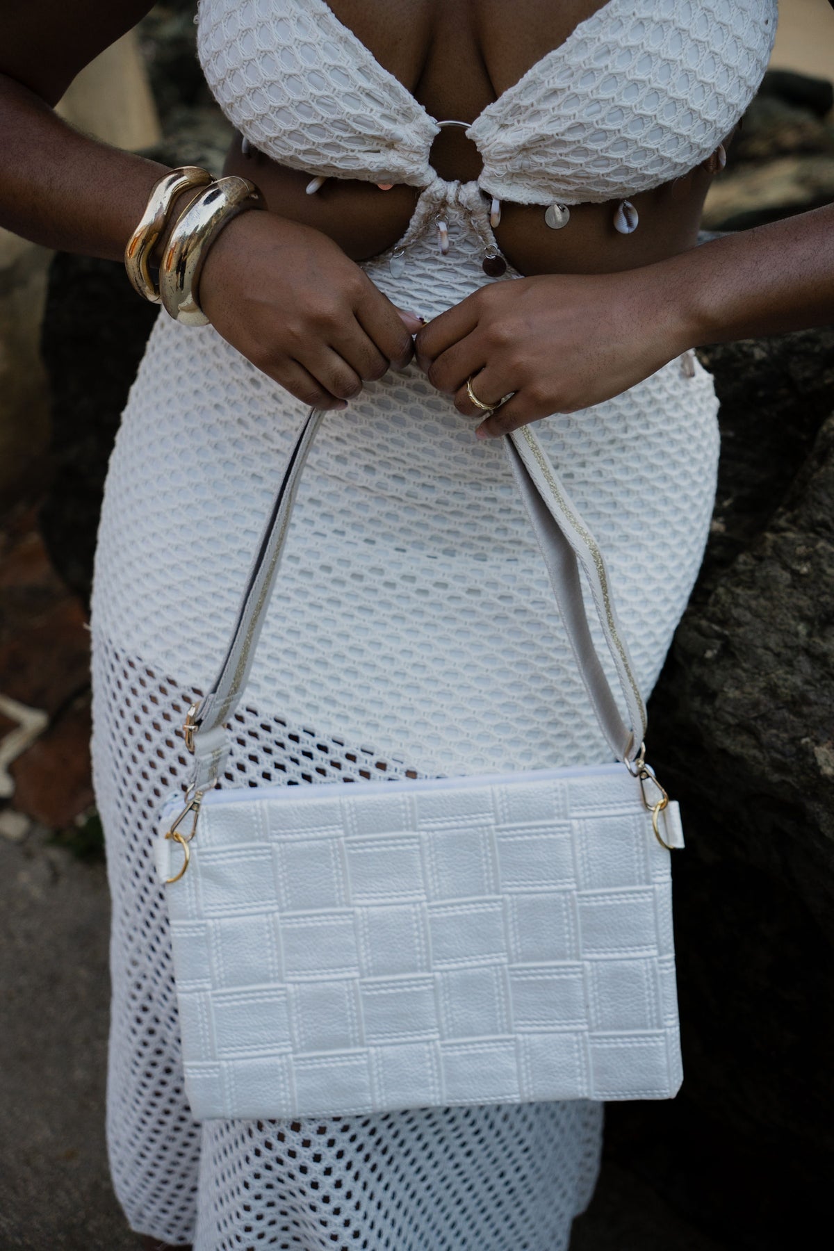 Handmade bag, Rectangular White.