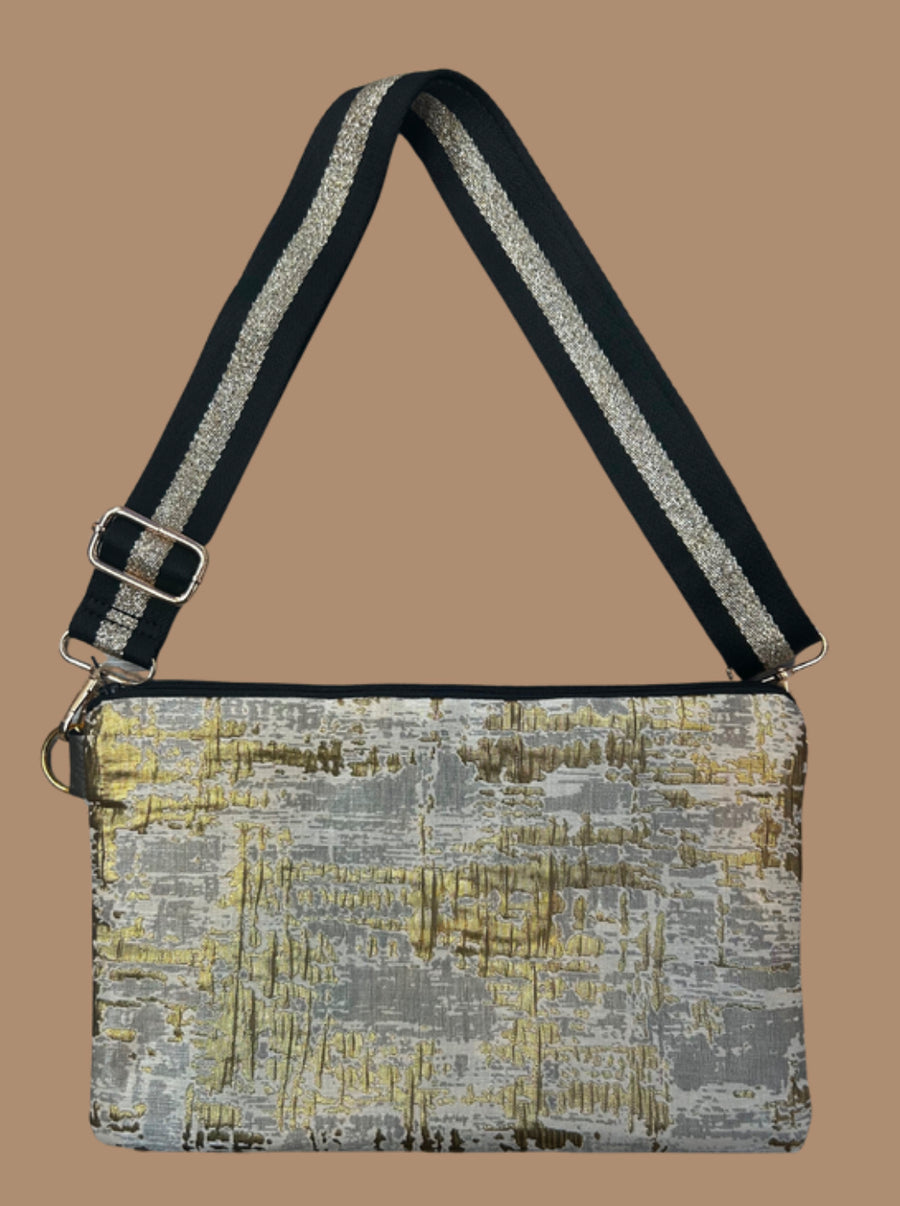 Handmade bag, Boho Gold/ silver.