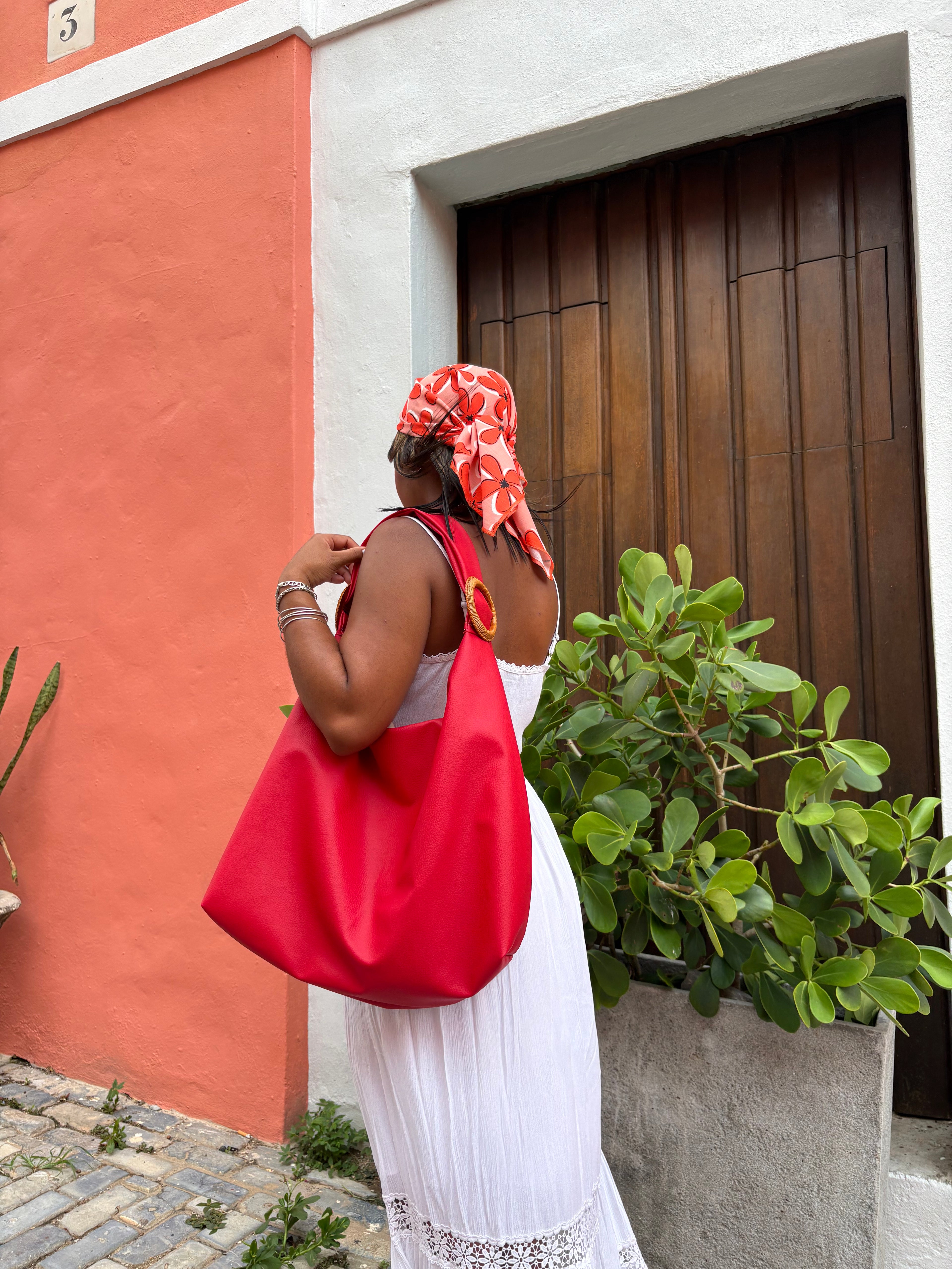 Handmade Tote bag, Red.