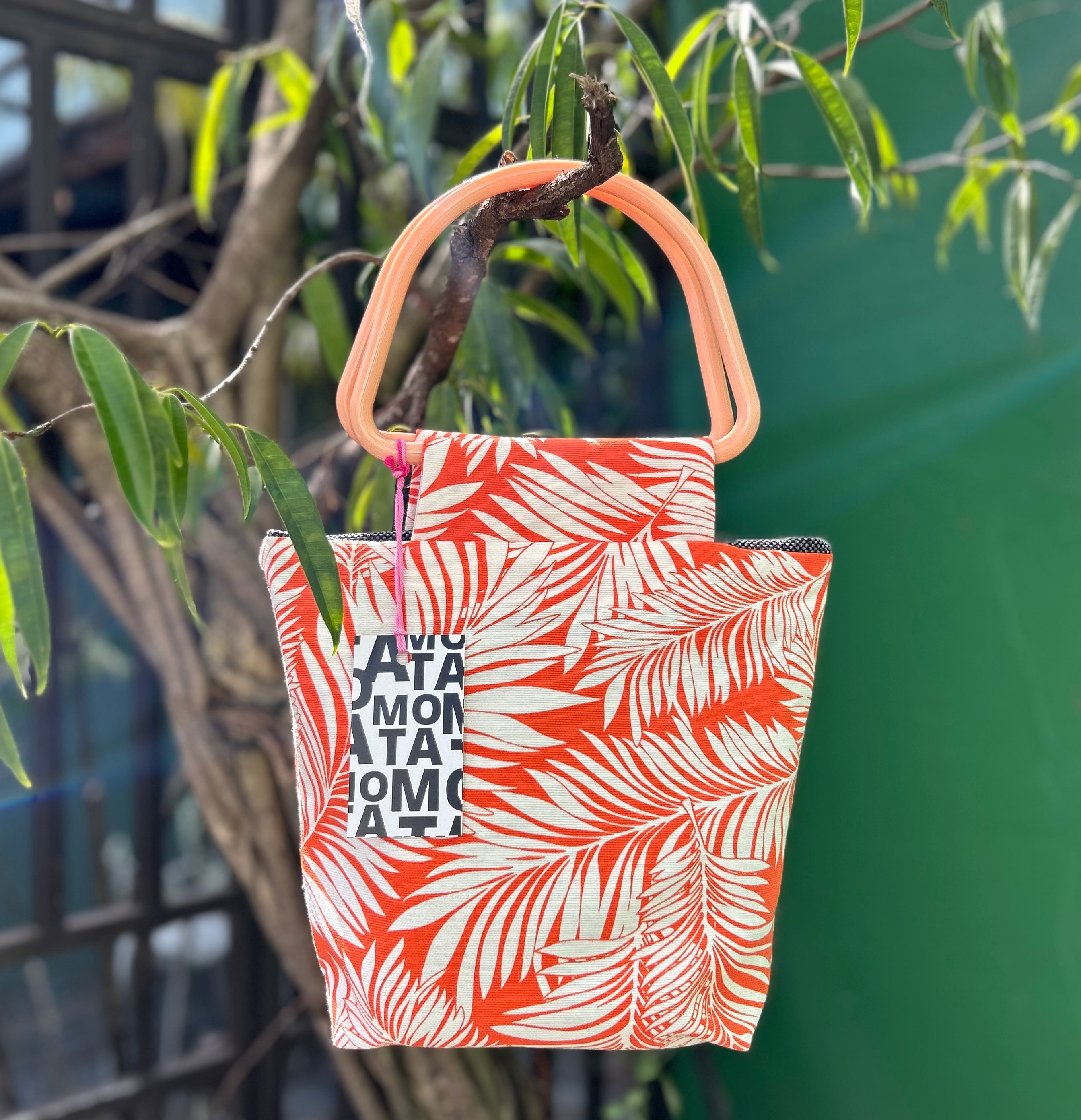 Handmade bag, Japandi Orange.