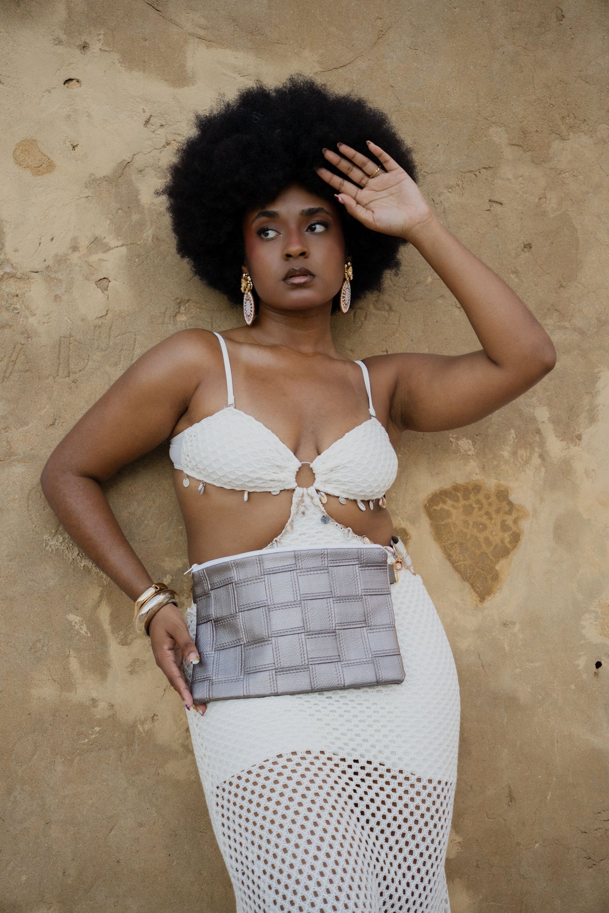 Handmade bag, Rectangular Pewter.