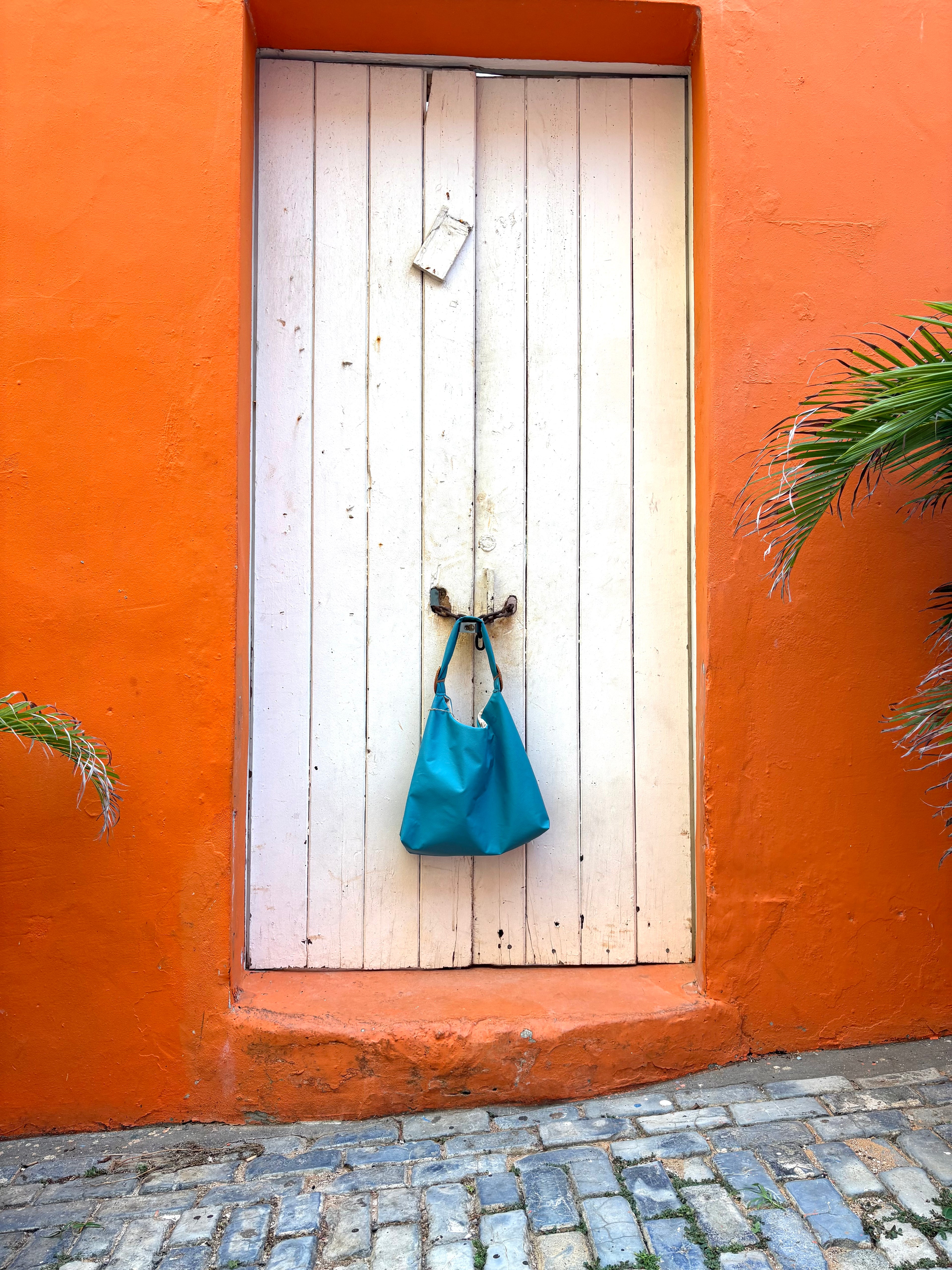 Handmade Tote bag, Aqua.