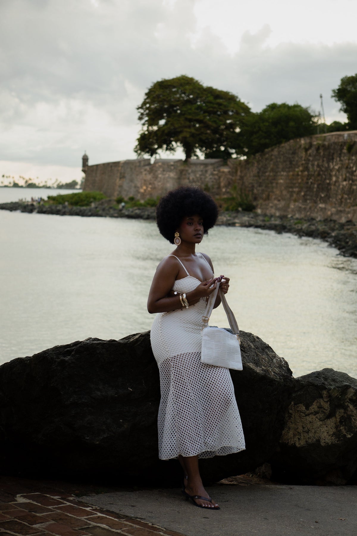 Handmade bag, Rectangular White.