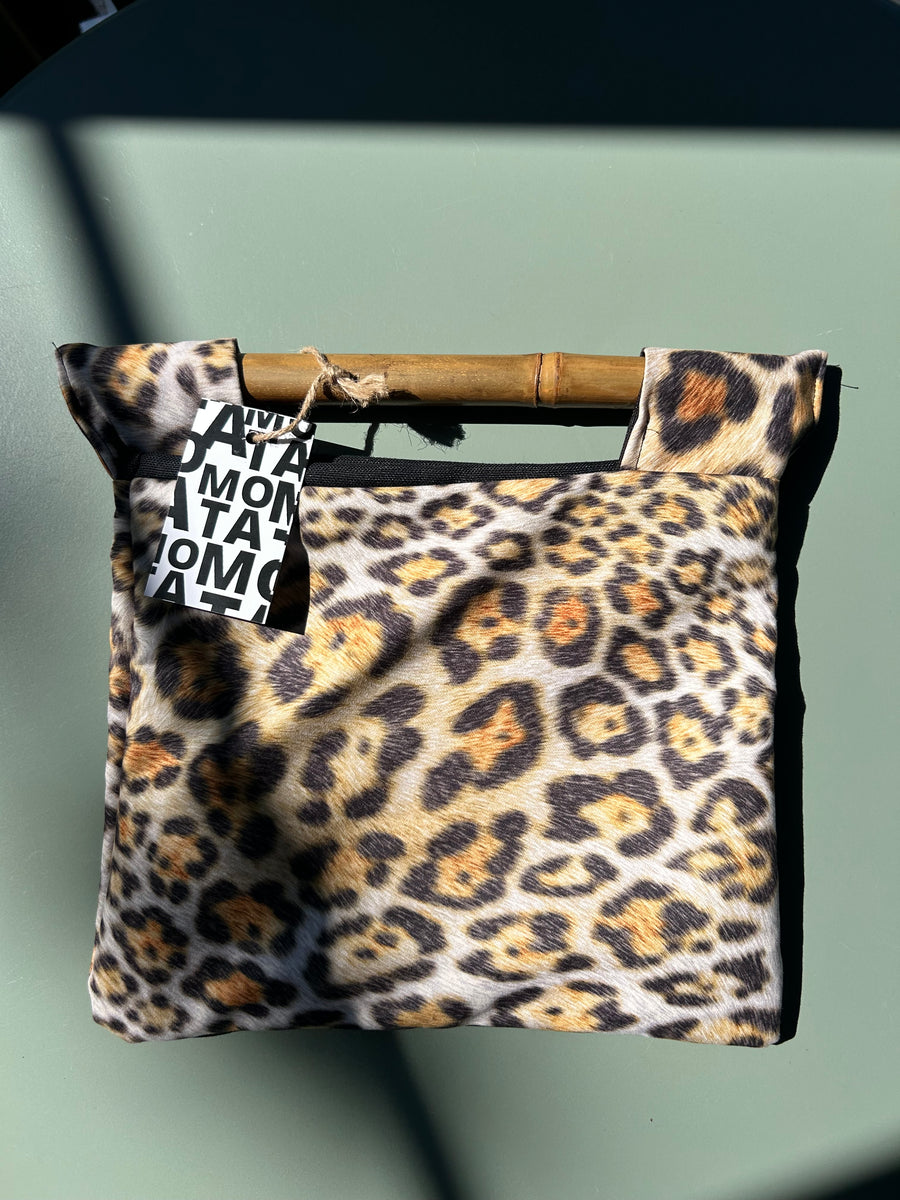 Handgefertigte Tasche, Leopard Beige.