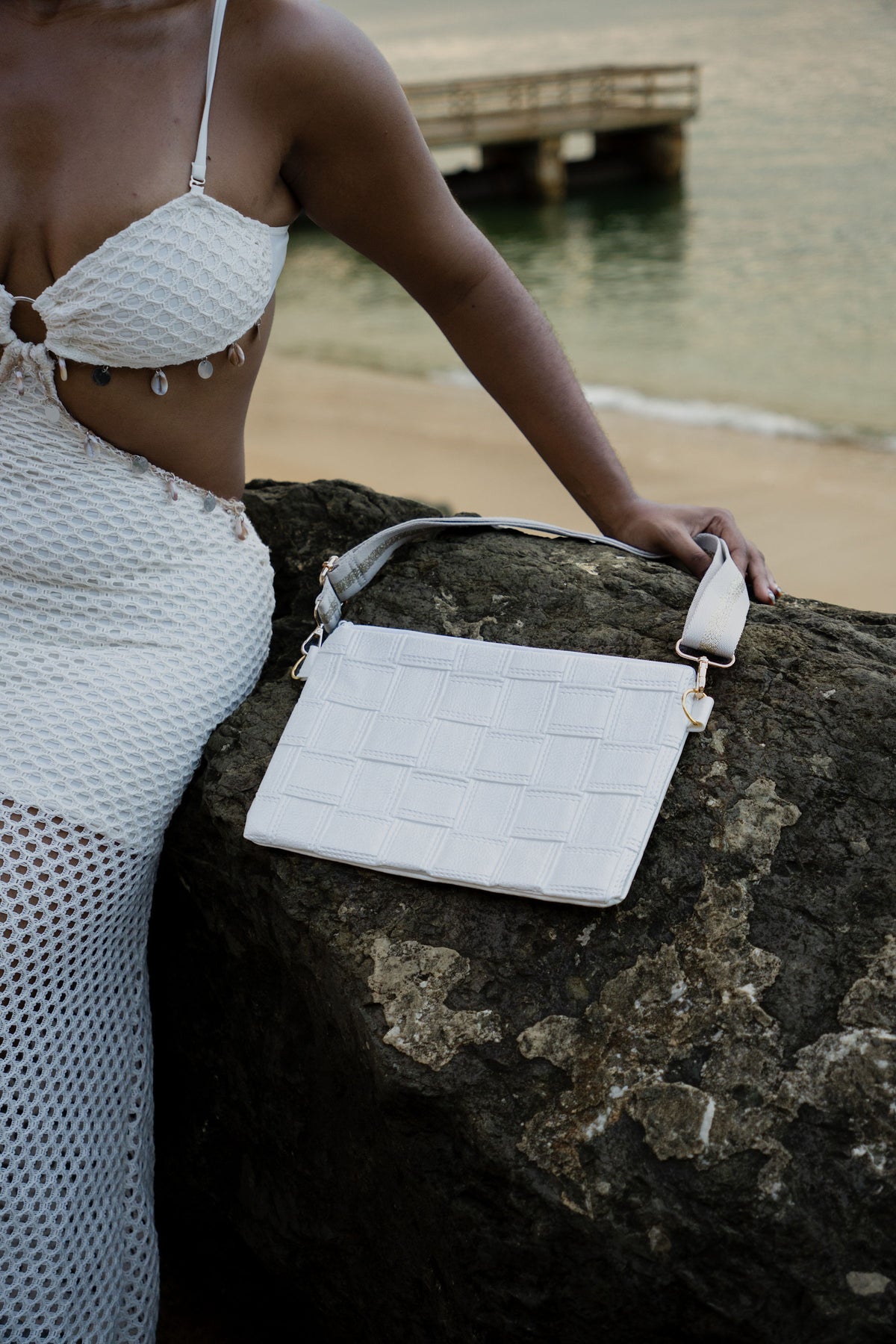 Handmade bag, Rectangular White.
