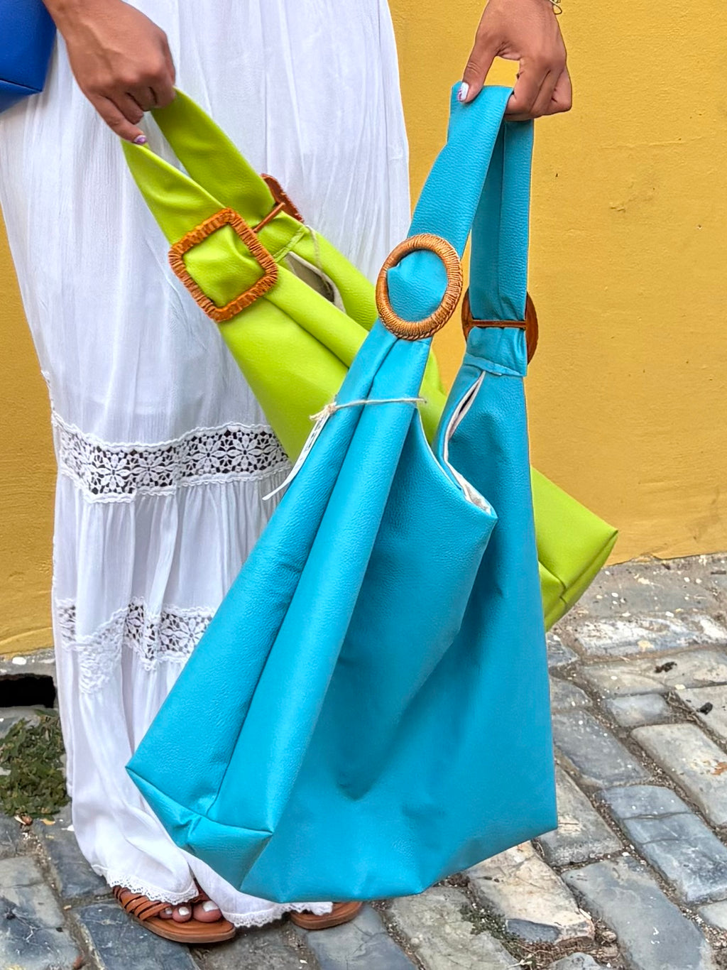 Handmade Tote bag, Aqua.