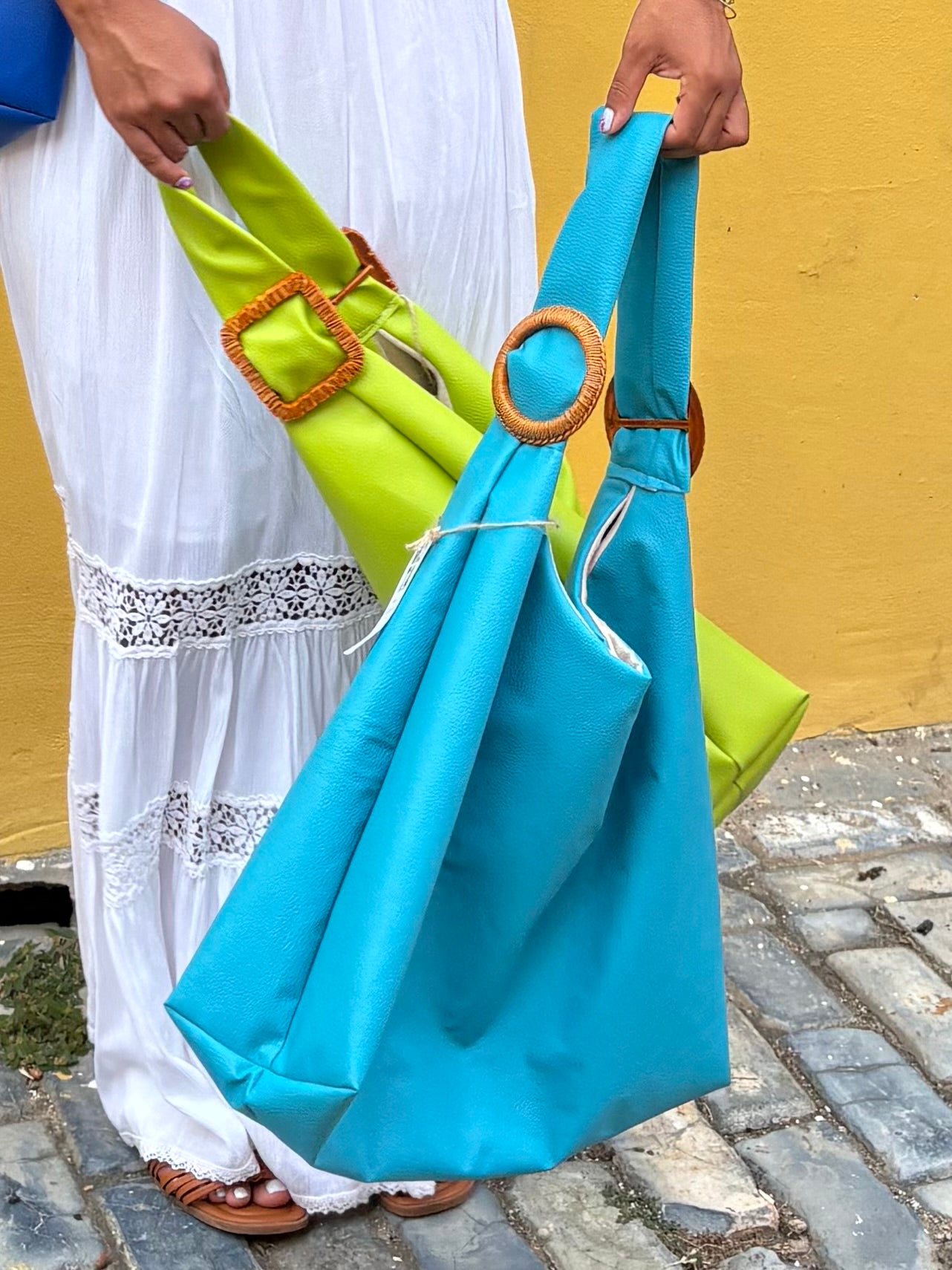 Handmade Tote bag, Aqua.