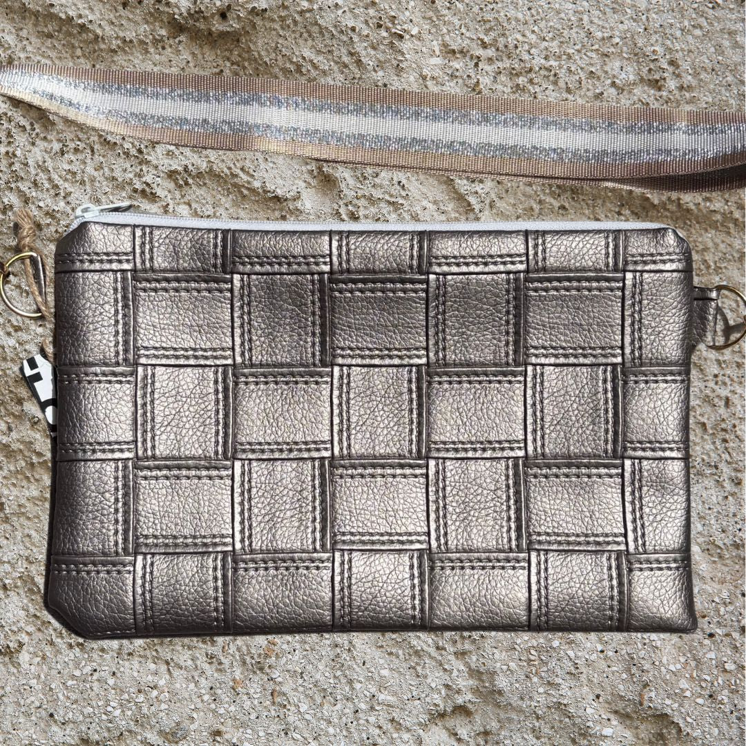 Handmade bag, Rectangular Pewter.