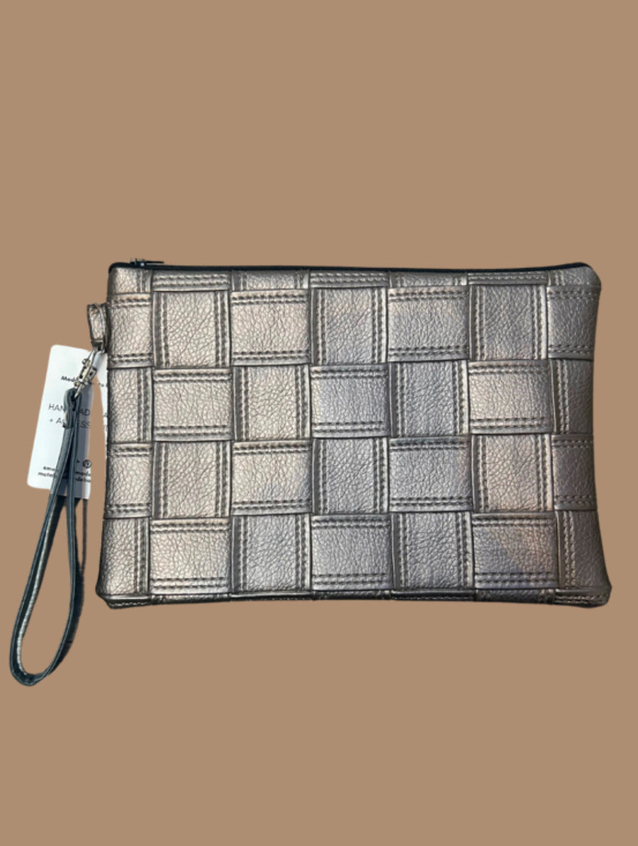 Clutch Handmade Bag, Rectangular Silver.