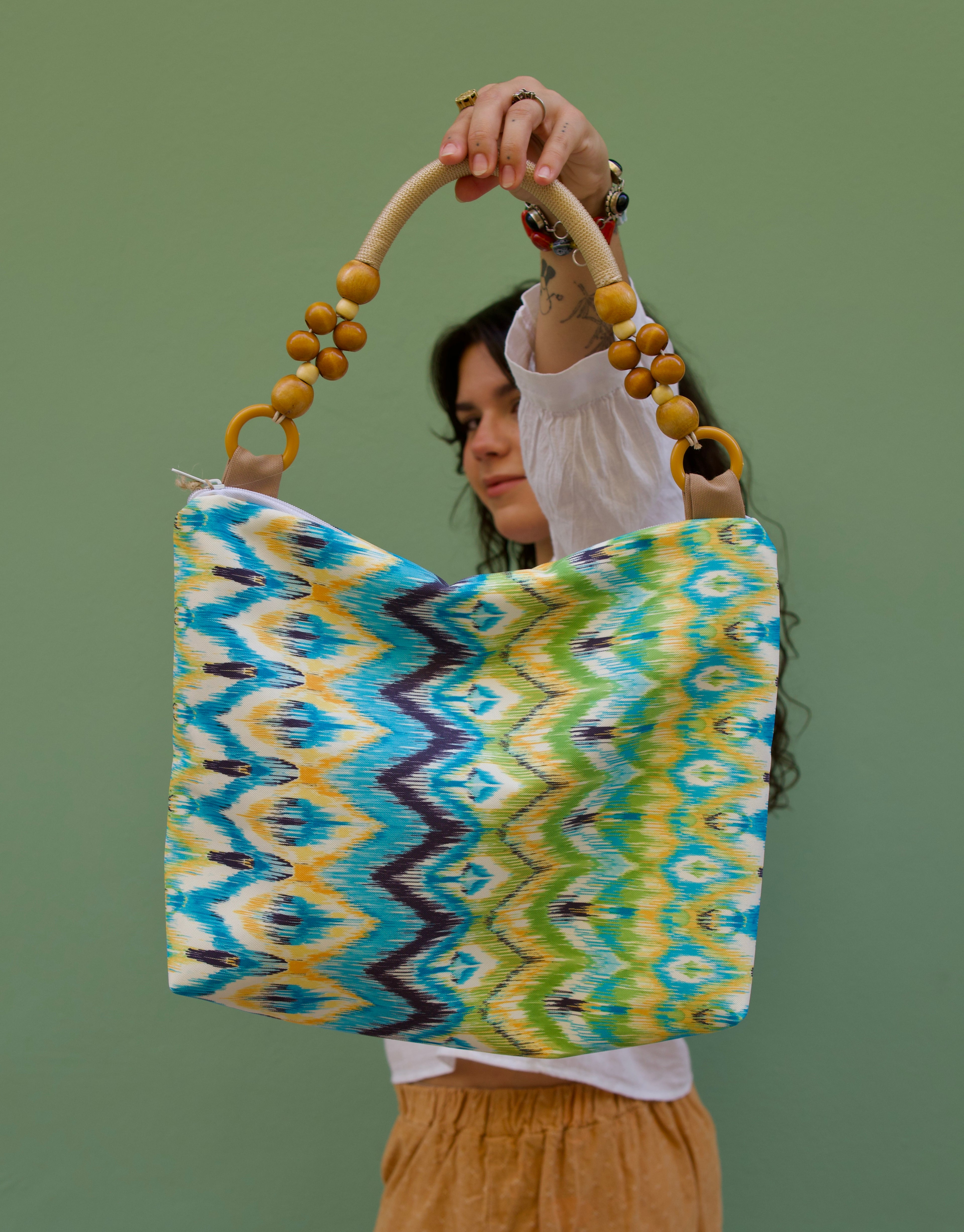 Handmade bag, Rumba blue.