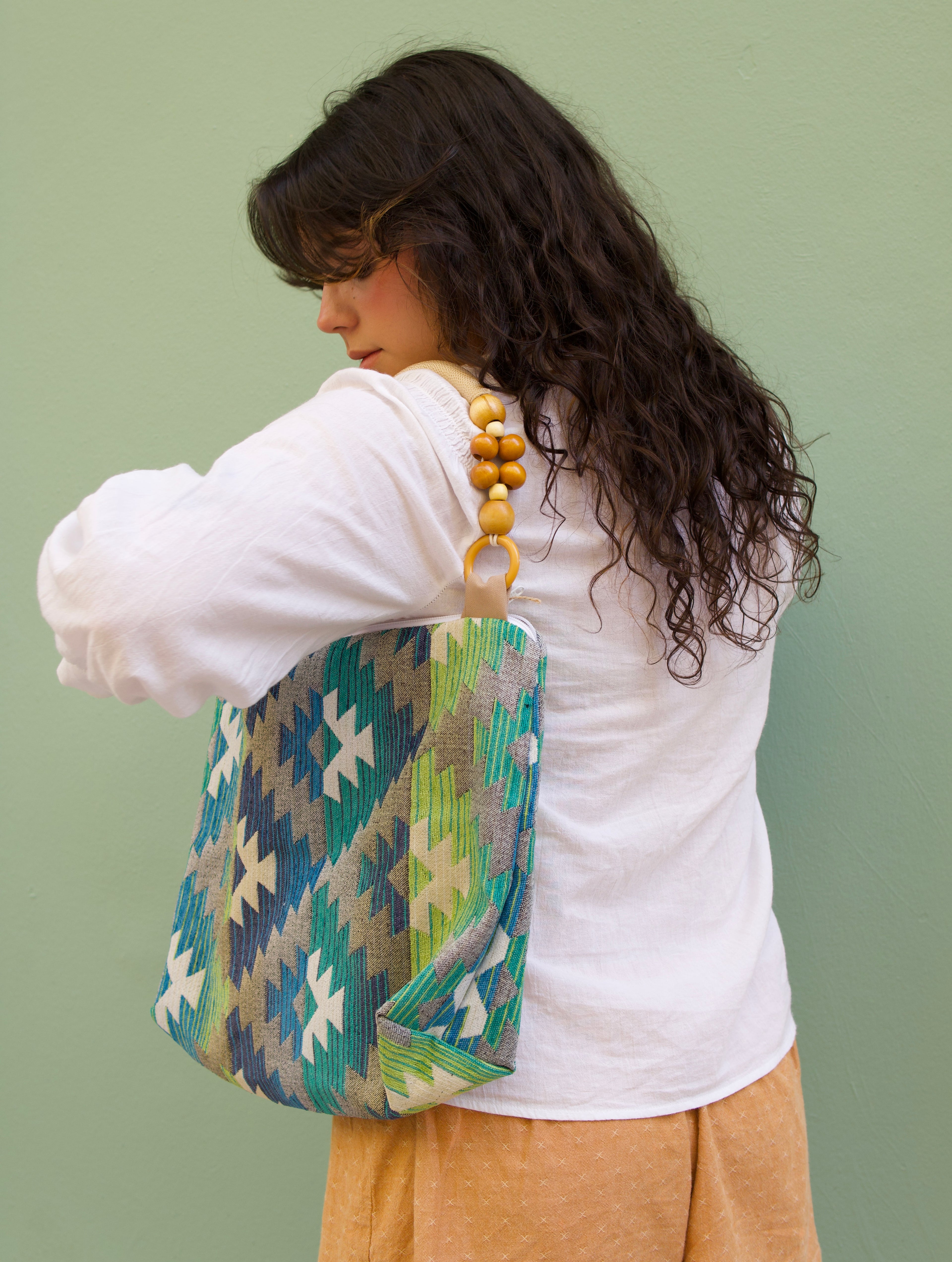 Handmade bag, Maya blue.