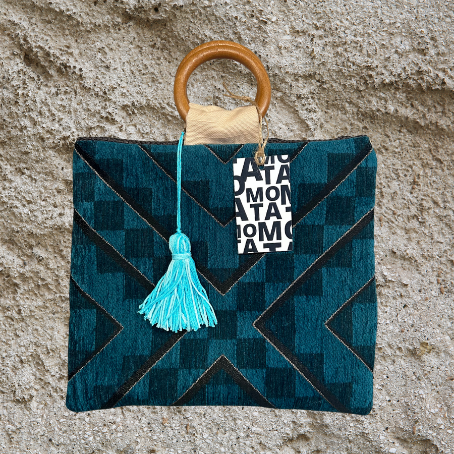 Handmade bag, Teal Velvet.