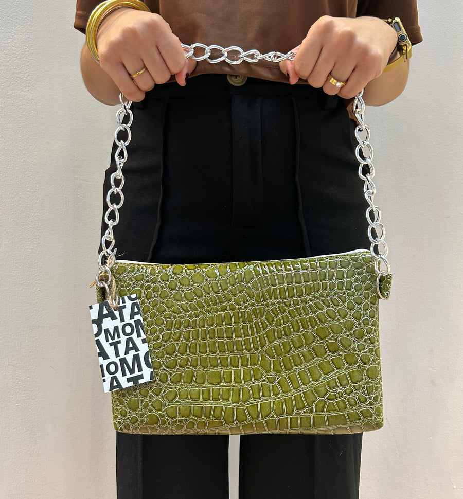 Handmade bag, Sparkle Olive.