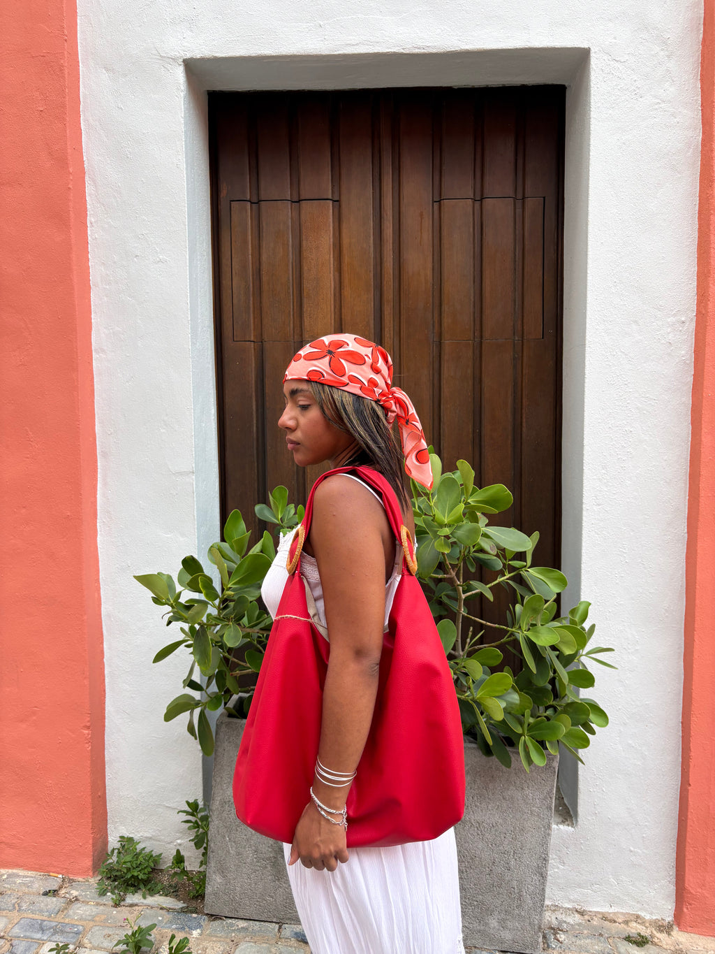 Handmade Tote bag, Red.