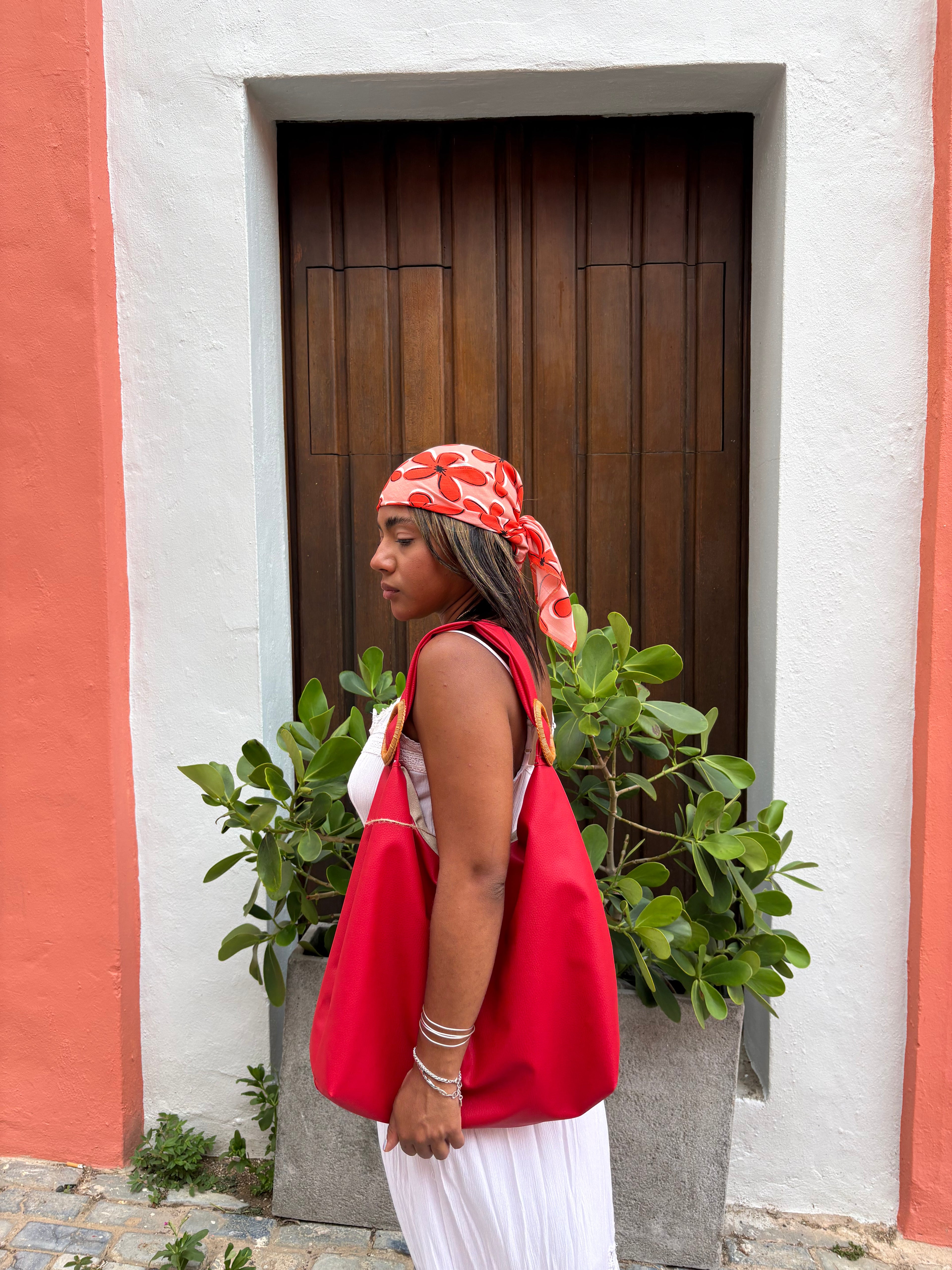 Handmade Tote bag, Red.