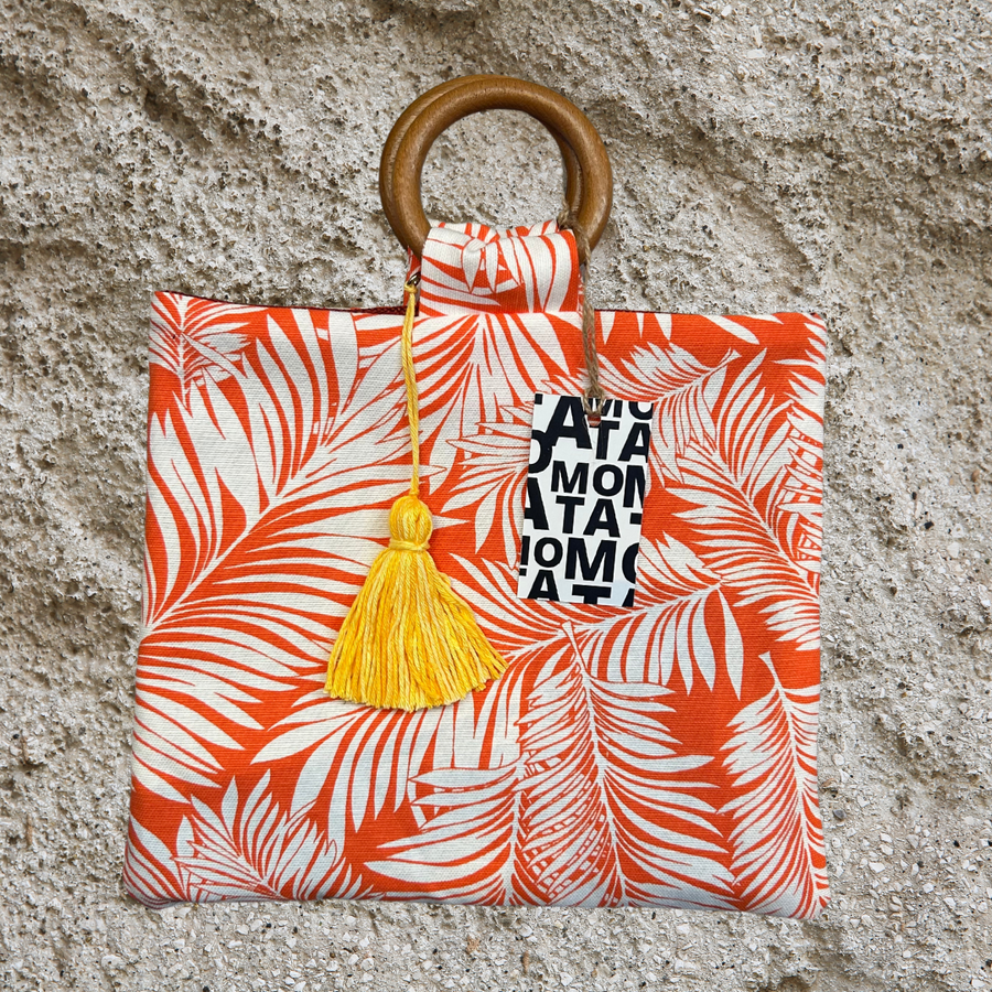 Handmade bag, Japandi Orange.