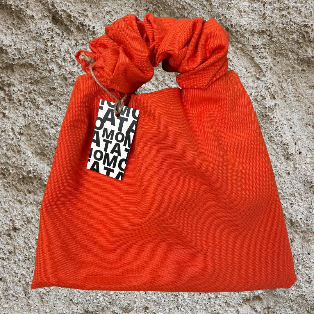 Scrunchie-Tasche, Farbe Orange.