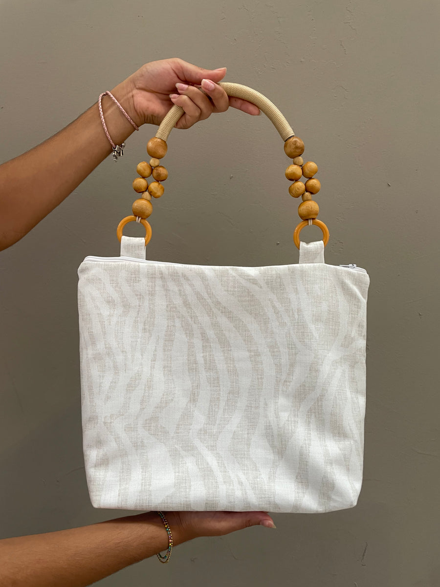 Handmade bag, Jungle Zebra White.