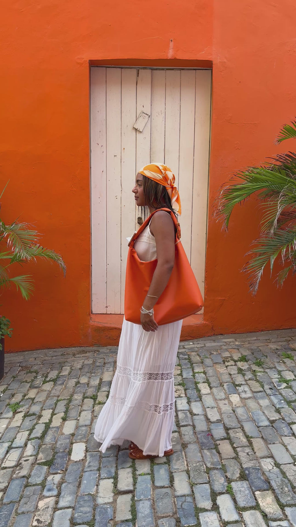 Handmade Tote bag, Orange.