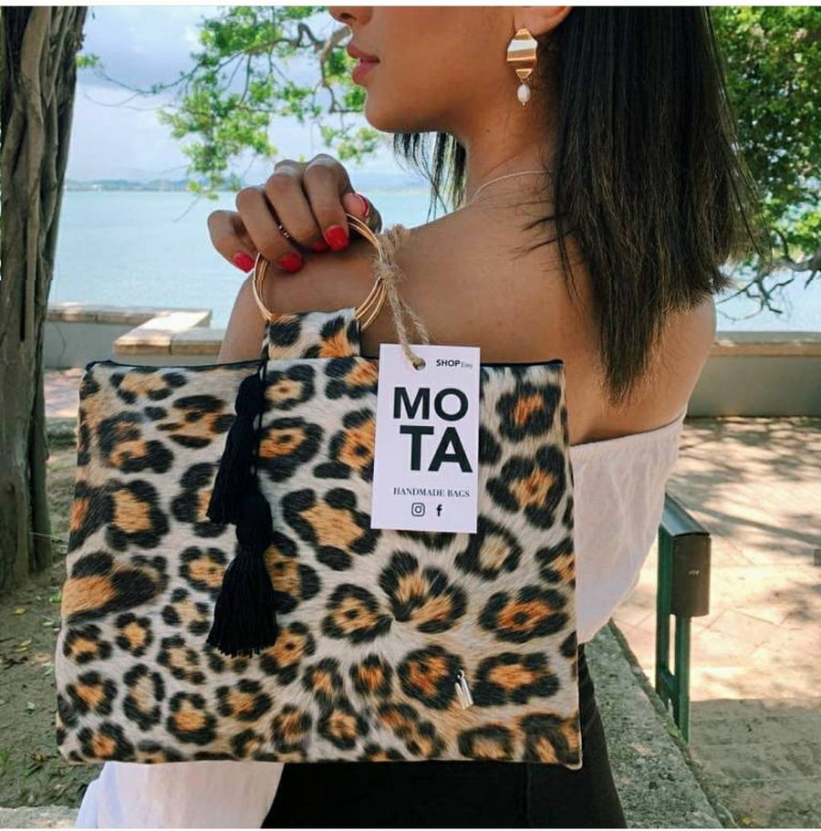 Handmade bag, Leopard Beige.