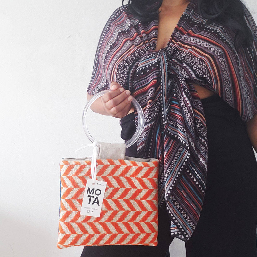 Handmade bag, Electro Orange.