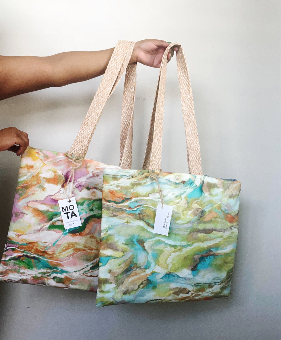 Handmade Tote bag, Marble Lila.