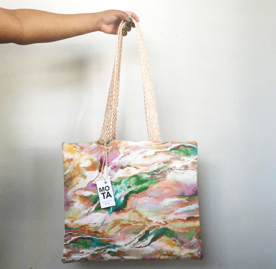 Handmade Tote bag, Marble Lila.