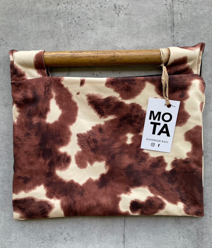 Bamboo Handmade bag, Brown Cow.